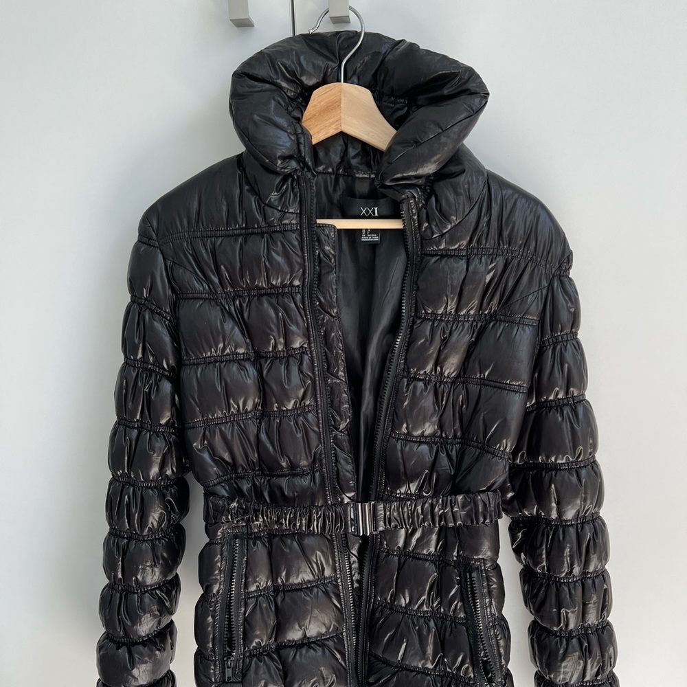 Forever 21 Sleek Puffer Jacket w/ Belt
